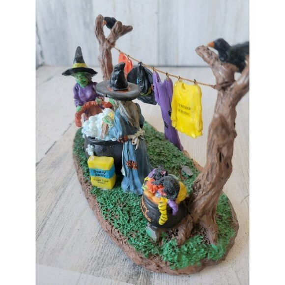 Lemax witch laundry day washing Halloween dirty clothes scary suds village tree - Picture 6 of 10
